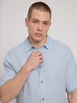 Hemd Shortsleeve Linen Shirt pastel blue | MAZINE
