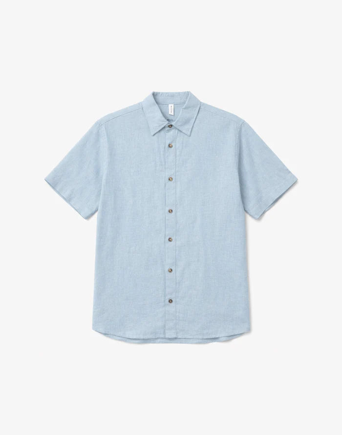 Hemd Shortsleeve Linen Shirt pastel blue | MAZINE