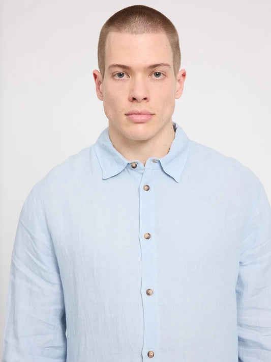 Classic Linen Shirt pastel blue | MAZINE