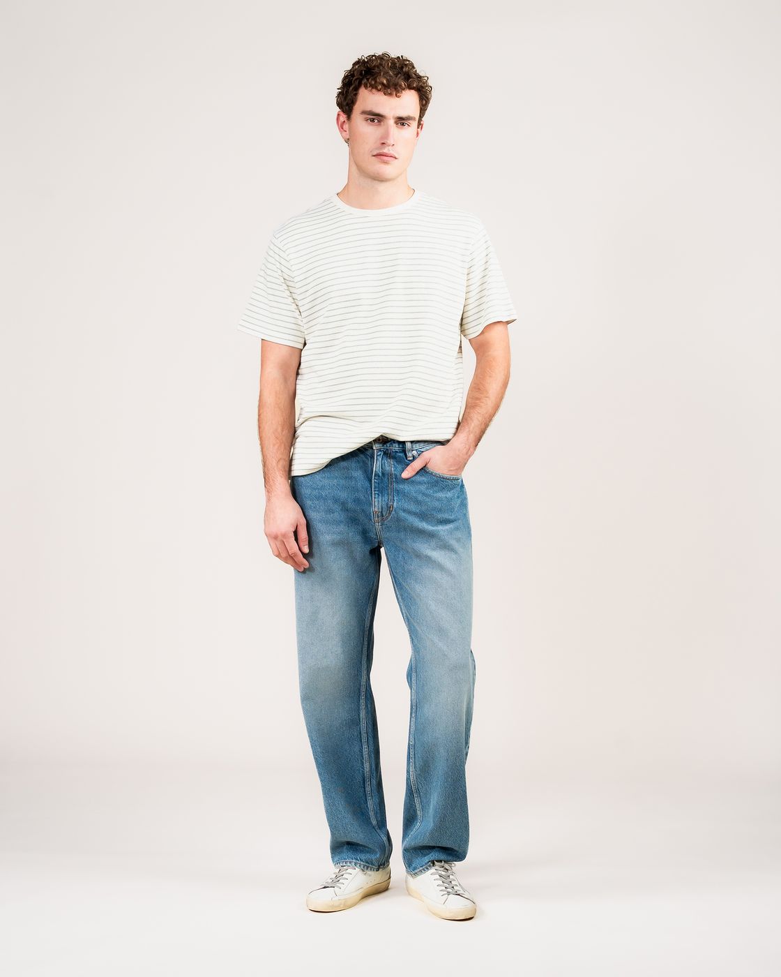 T-Shirt Liam Striped Tee Sage  | KUYICHI