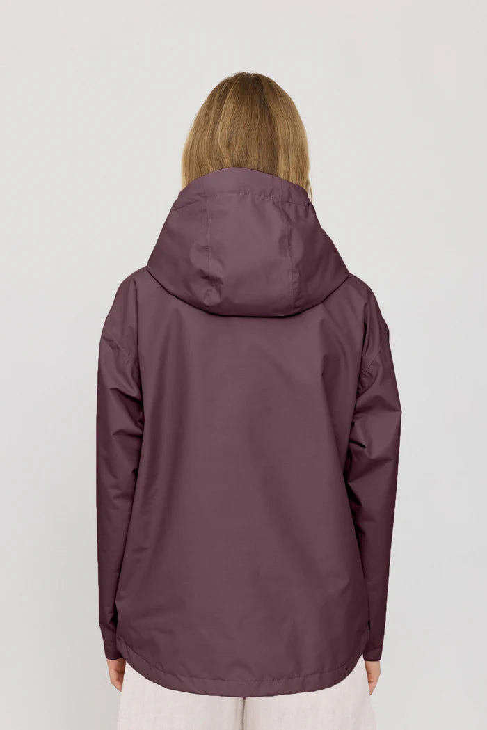 Short Ripstop Rain Jacket berry brown | MAZINE