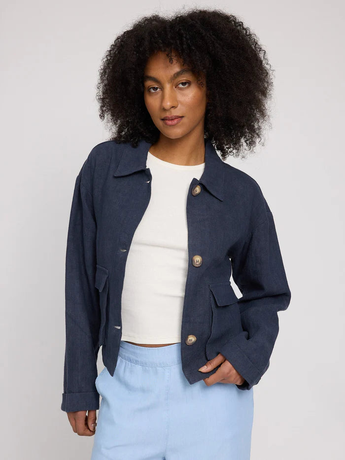 Short Linen Jacket ink blue | MAZINE