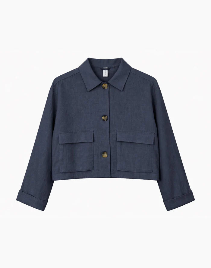Short Linen Jacket ink blue | MAZINE