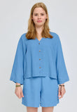 V-Neck Tencel Blouse dark blue wash | MAZINE