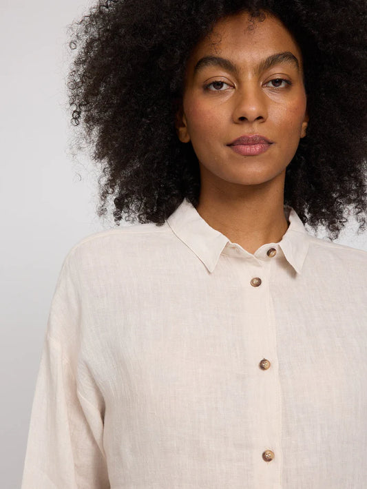 3/4 Sleeve Linen Shirt moon | MAZINE