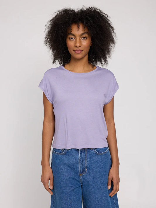 Ecovero Viscose Cropped T-Shirt faded lavender | MAZINE