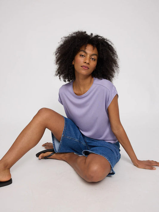 Ecovero Viscose Cropped T-Shirt faded lavender | MAZINE