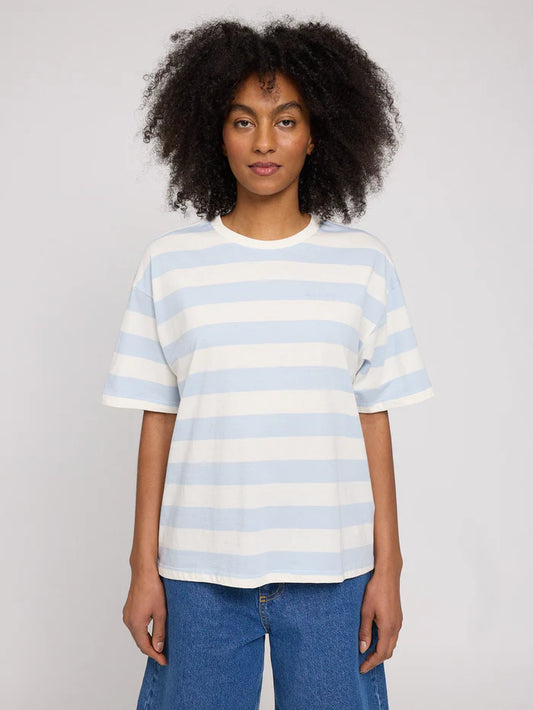 Bold Striped T-Shirt pastel blue/offwhite | MAZINE