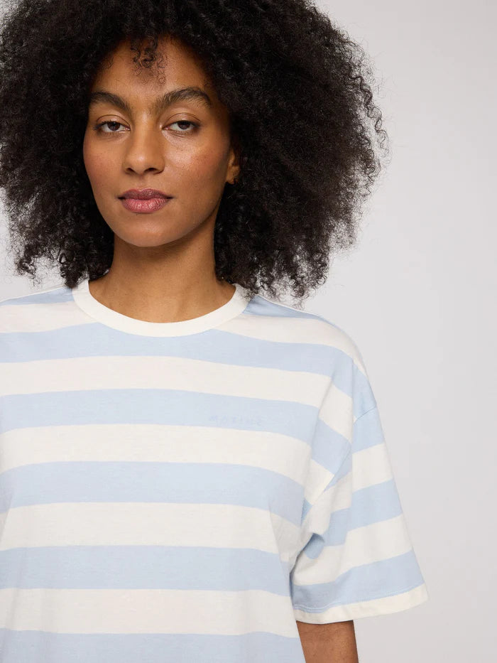 Bold Striped T-Shirt pastel blue/offwhite | MAZINE