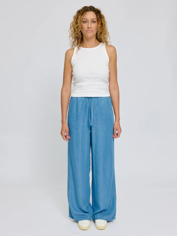 Drawstring Tencel Pants dark blue wash | MAZINE