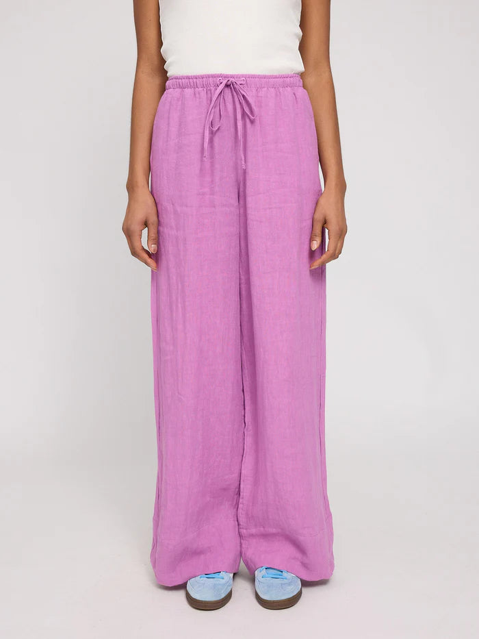Drawstring Linen Pants violet pink | MAZINE