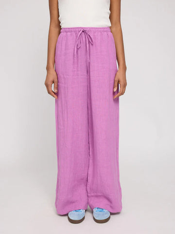 Drawstring Linen Pants violet pink | MAZINE