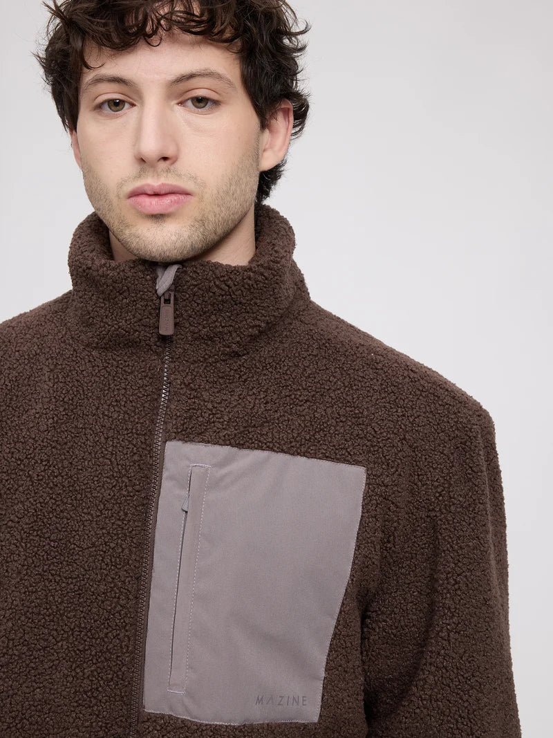 Padded Teddy-Fleece Jacket (Herren)  chocolate/warm mud | MAZINE