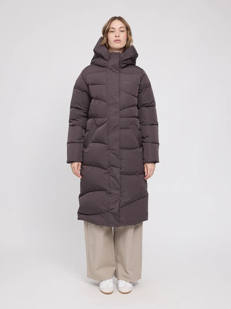 Waves Quilt Puffer Coat eggplant | MAZINE