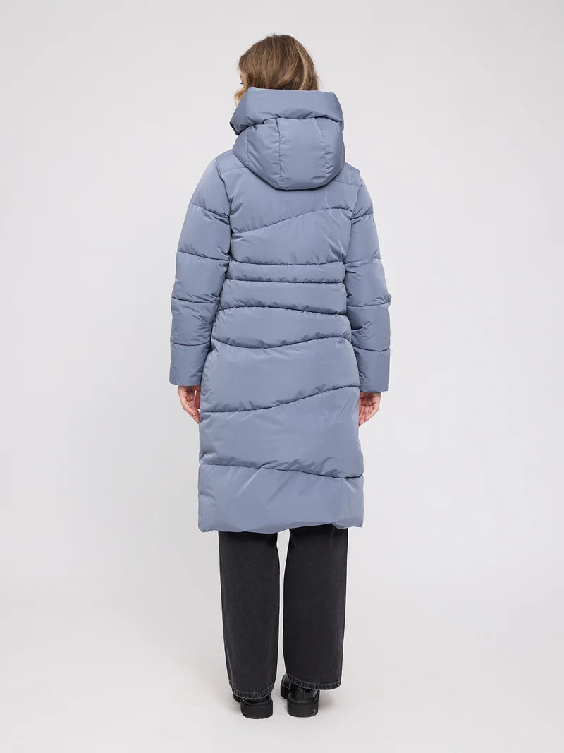 Waves Quilt Puffer Coat slate blue | MAZINE