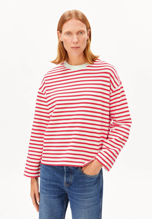 Sweatshirt FRANKAA MAARLEN STRIPE undyed-mars red | ARMEDANGELS