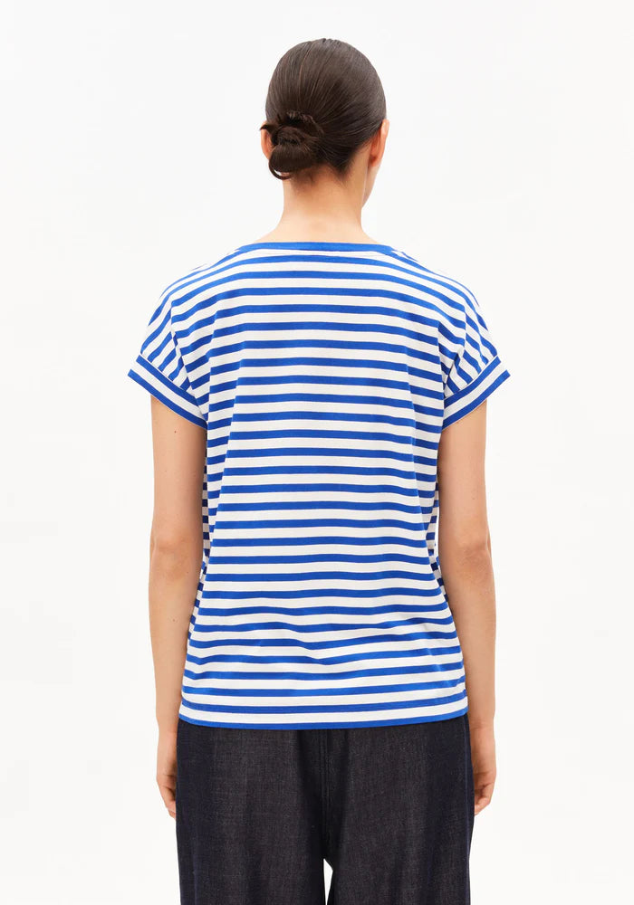 T-Shirt IDAARA STRIPES white-dynamo blue | ARMEDANGELS