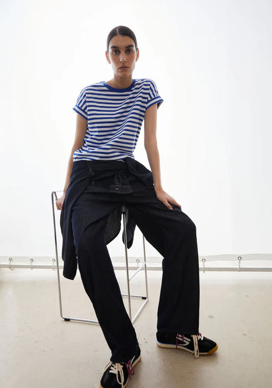 T-Shirt IDAARA STRIPES white-dynamo blue | ARMEDANGELS