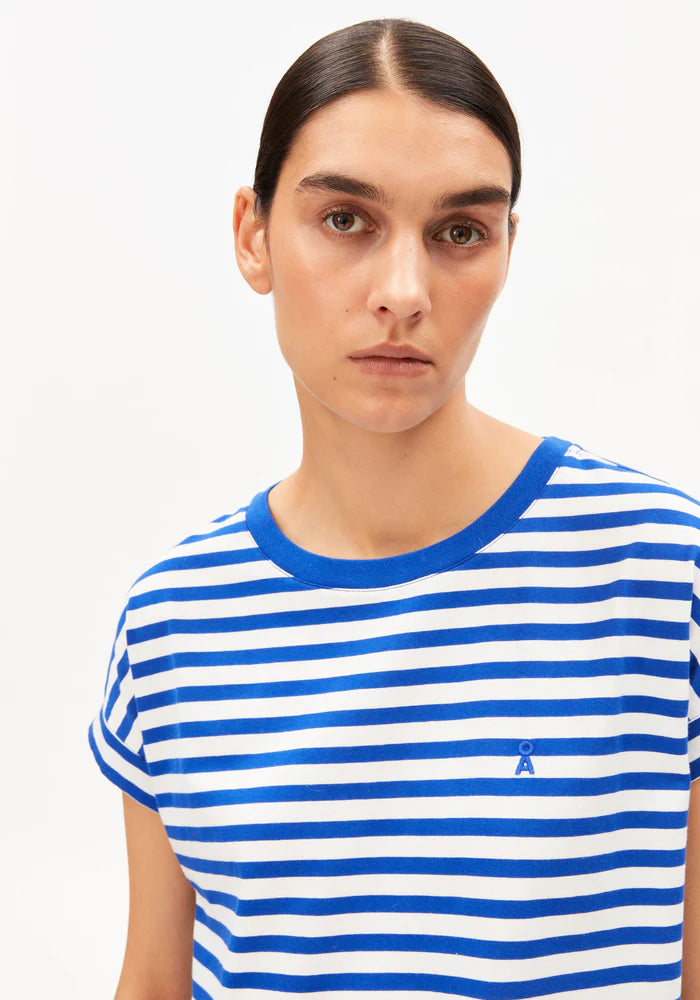 T-Shirt IDAARA STRIPES white-dynamo blue | ARMEDANGELS