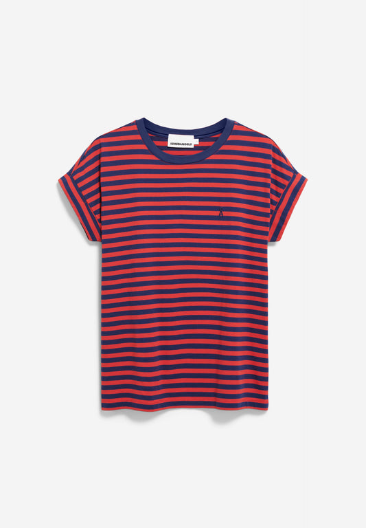 T-Shirt IDAARA STRIPES blue noon-coral blush | ARMEDANGELS