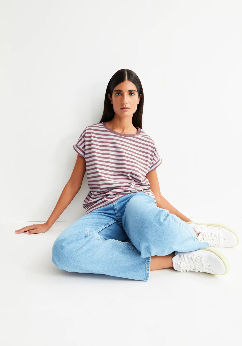 T-Shirt IDAARA STRIPES ice grape-dark berry | ARMEDANGELS