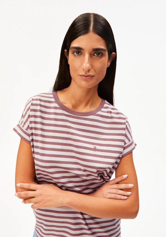 T-Shirt IDAARA STRIPES ice grape-dark berry | ARMEDANGELS