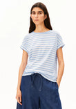 IDAARA STRIPE T-SHIRT white-soft blue | ARMEDANGELS