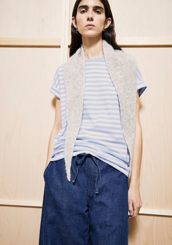 IDAARA STRIPE T-SHIRT white-soft blue | ARMEDANGELS