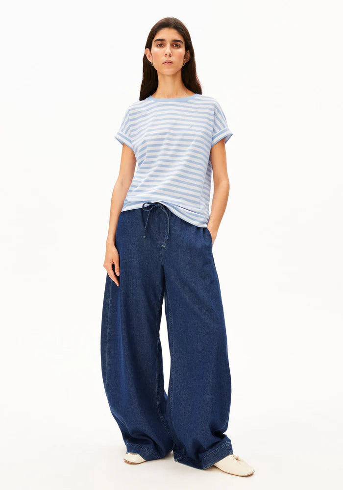 IDAARA STRIPE T-SHIRT white-soft blue | ARMEDANGELS