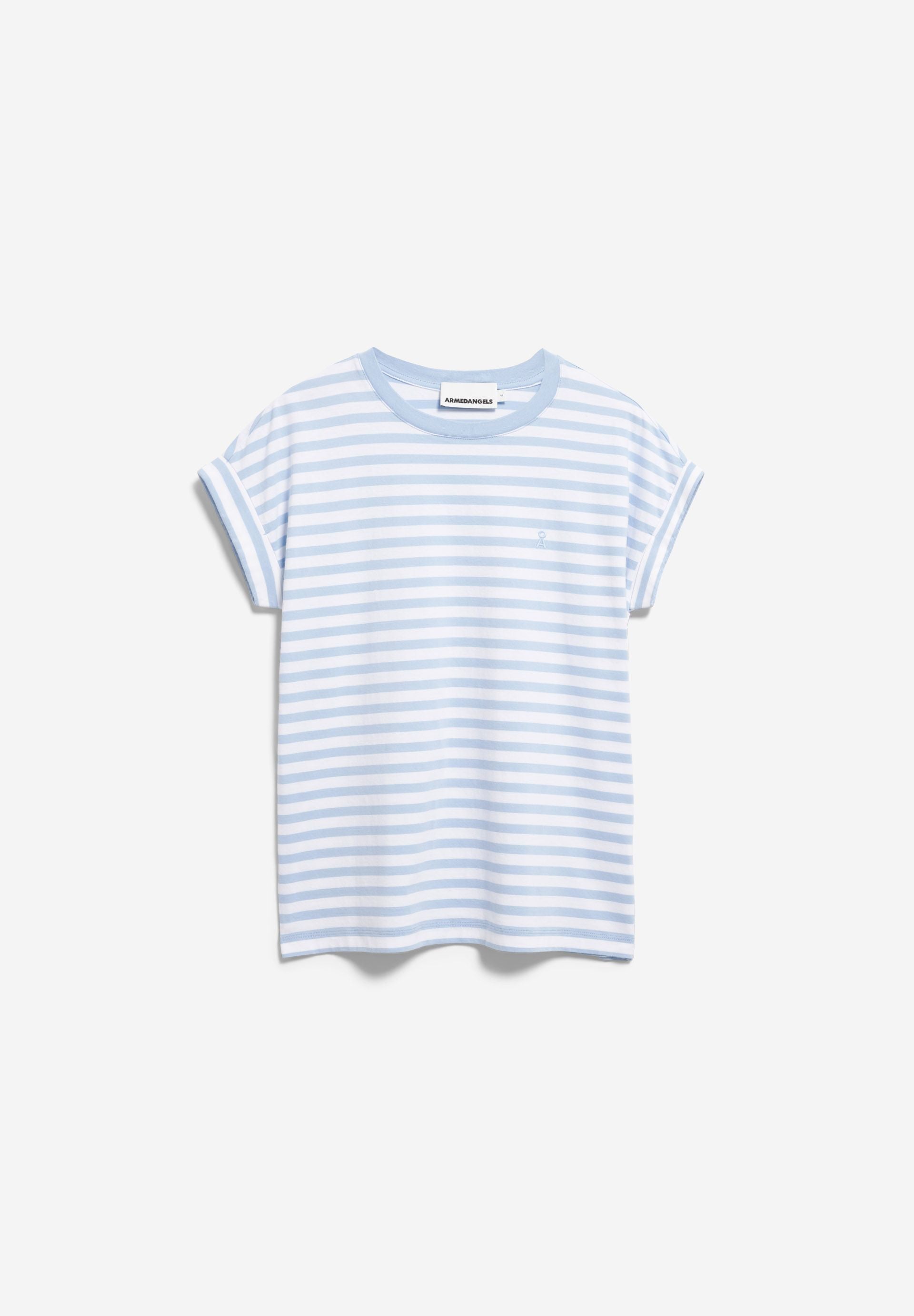 IDAARA STRIPE T-SHIRT white-soft blue | ARMEDANGELS