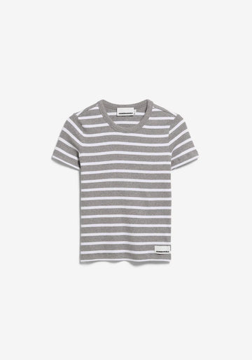 T-Shirt KARDAA STRIPES silver melange-white | ARMEDANGELS