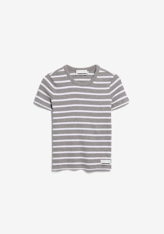 T-Shirt KARDAA STRIPES silver melange-white | ARMEDANGELS