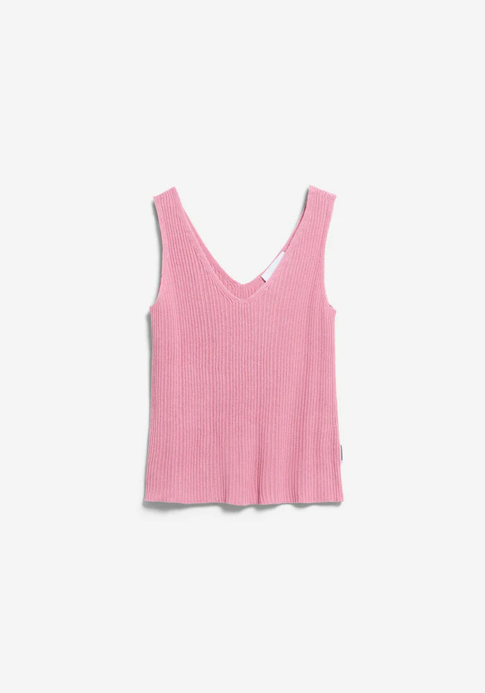 Stricktop LINEN BLEND KNIT TOP washed berry | ARMEDANGELS