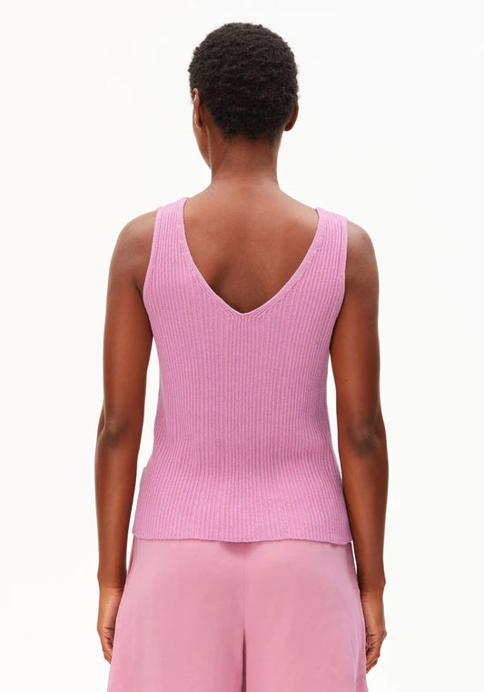 Stricktop LINEN BLEND KNIT TOP washed berry | ARMEDANGELS