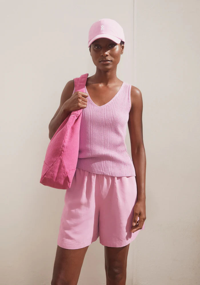 Stricktop LINEN BLEND KNIT TOP washed berry | ARMEDANGELS