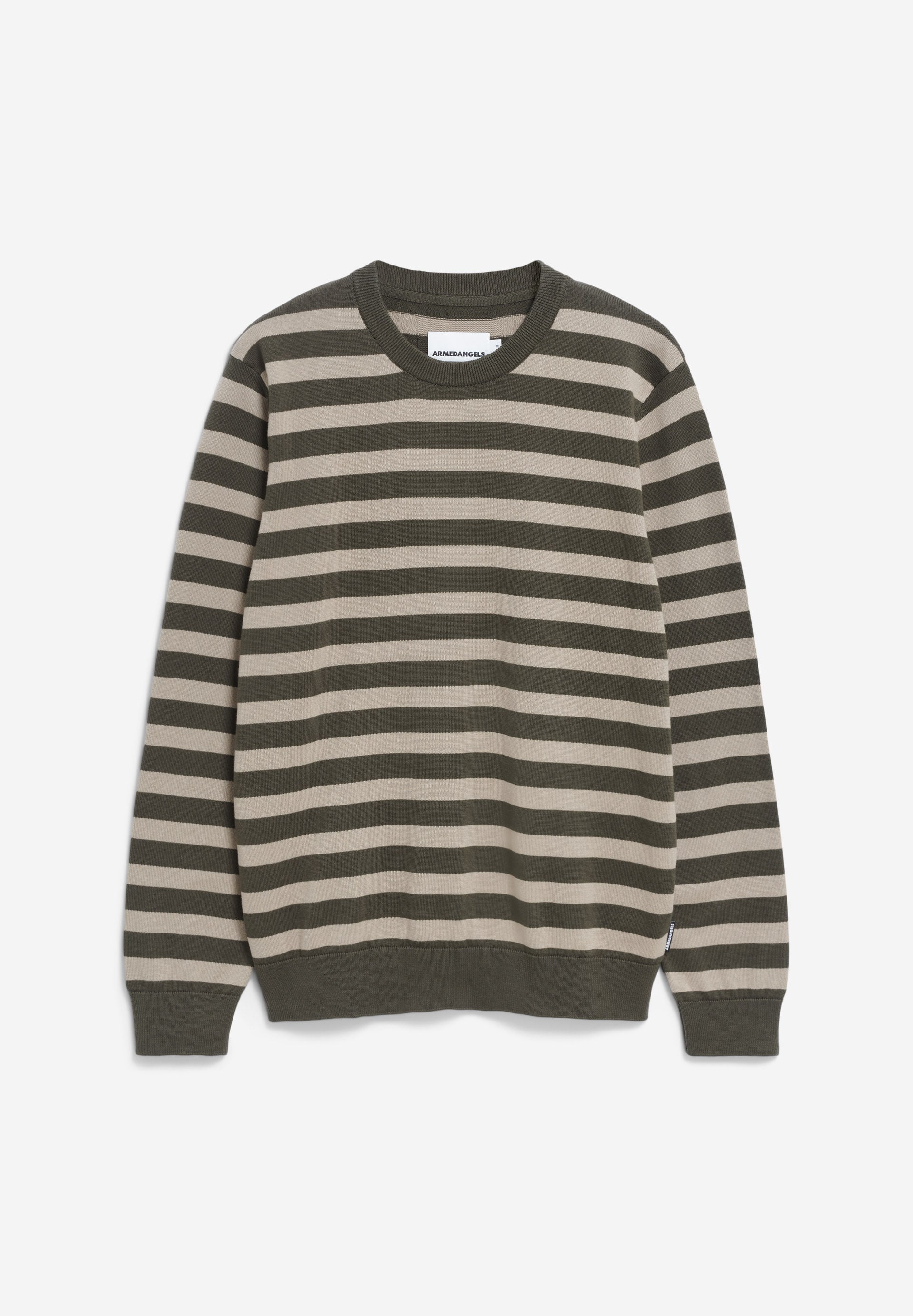 Strick Pullover LOUKAA FINE STRIPES forest pine-light sage | ARMEDANGELS