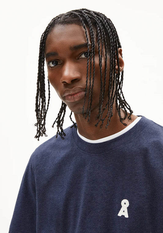 T-Shirt ICONIC Å MAARKOS MLNG blue melange  | ARMEDANGELS