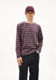 Longsleeve MAARKOS LS STRIPES BR steel melange-dark cranberry | ARMEDANGELS