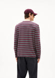 Longsleeve MAARKOS LS STRIPES BR steel melange-dark cranberry | ARMEDANGELS