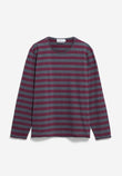 Longsleeve MAARKOS LS STRIPES BR steel melange-dark cranberry | ARMEDANGELS
