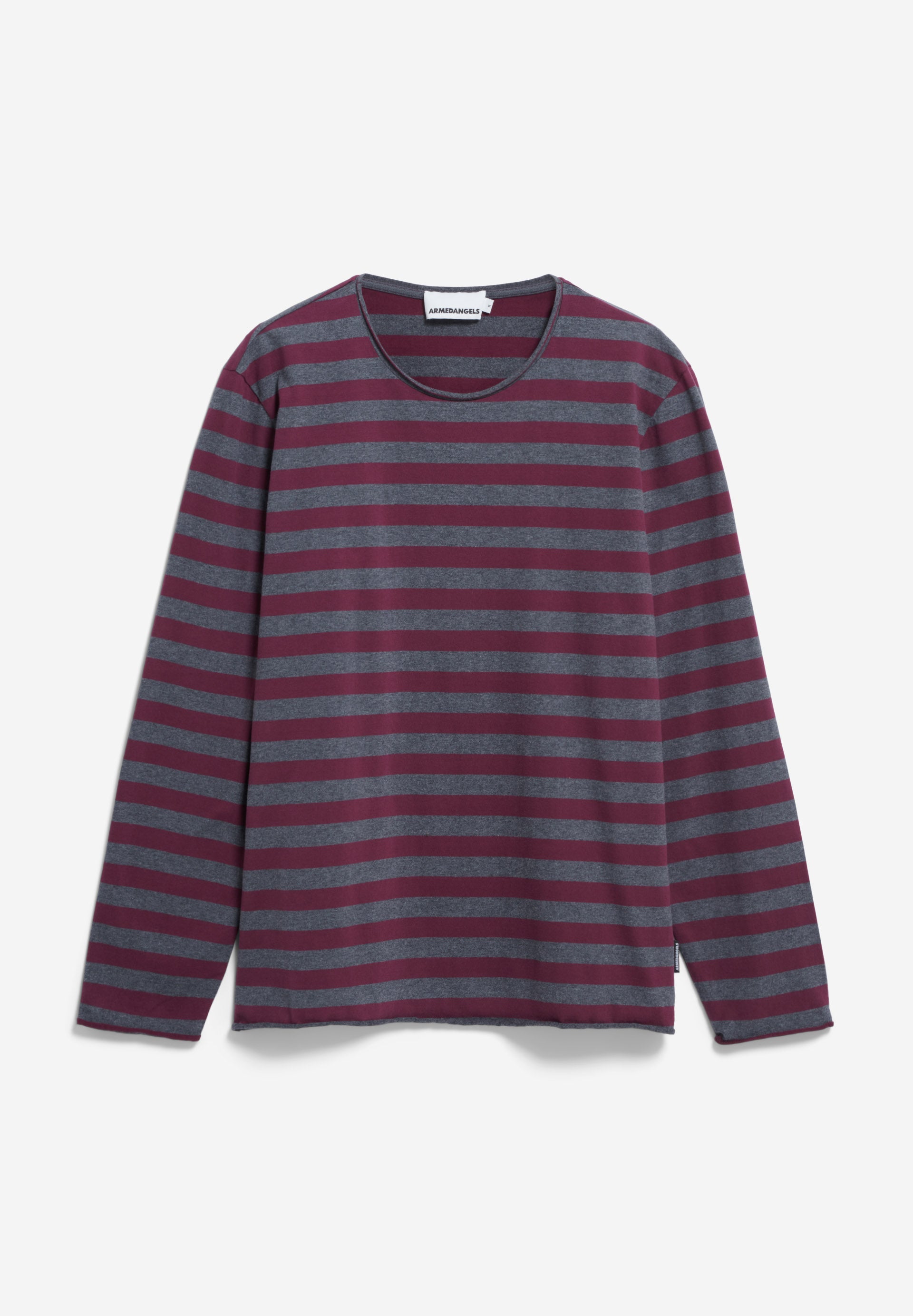 Longsleeve MAARKOS LS STRIPES BR steel melange-dark cranberry | ARMEDANGELS