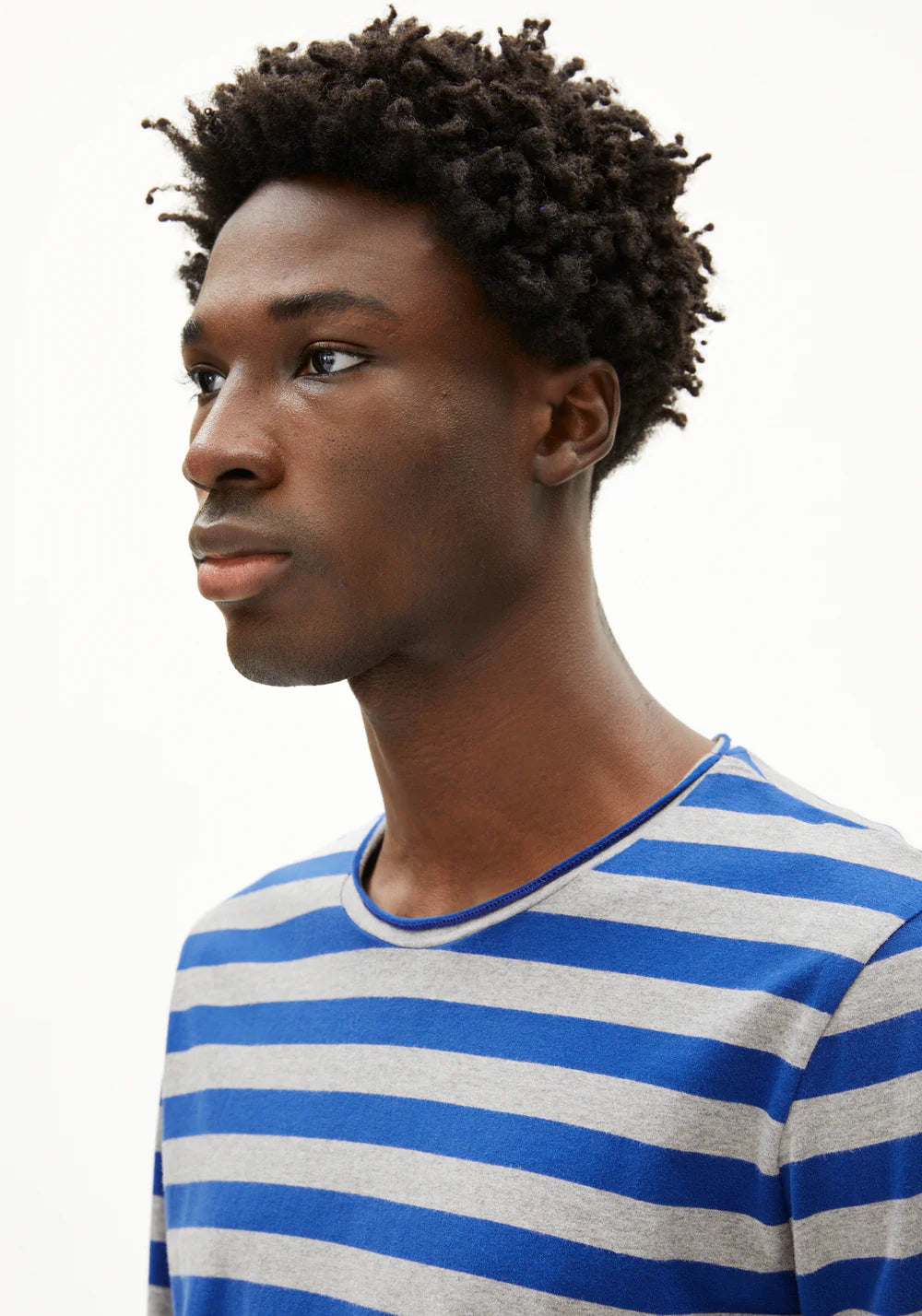 Longsleeve MAARKOS LS STRIPES BR silver melange-dark wave | ARMEDANGELS