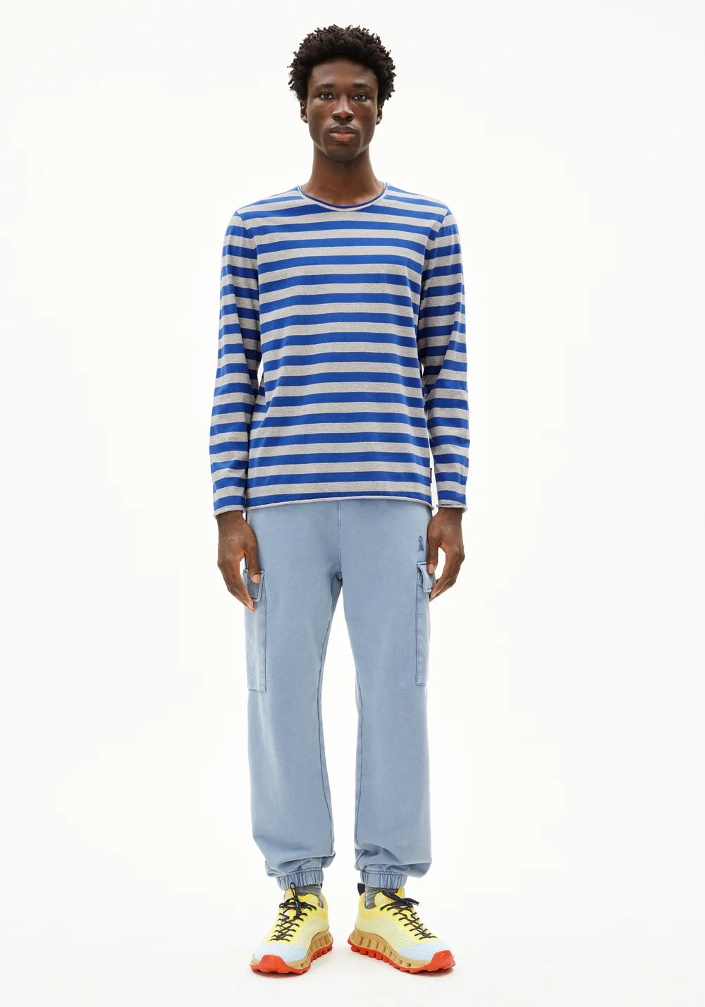 Longsleeve MAARKOS LS STRIPES BR silver melange-dark wave | ARMEDANGELS