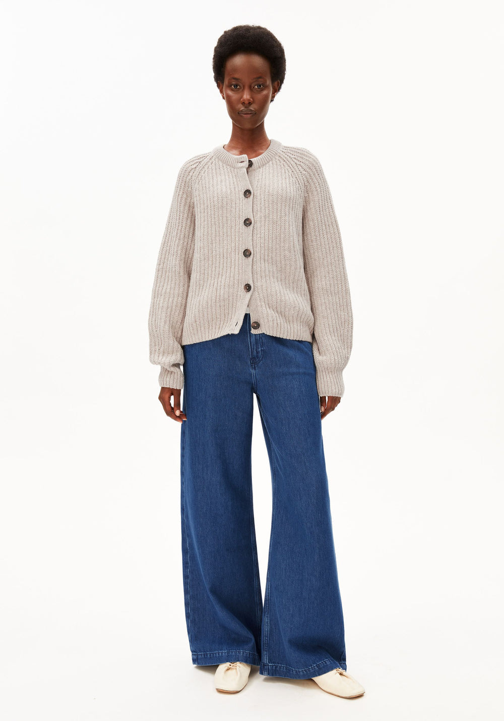 RIB KNIT CARDIGAN honey melange | ARMEDANGELS