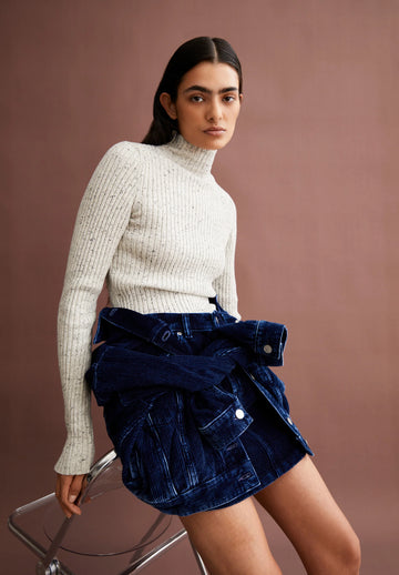 Strick Pullover ALAANIA TWEED oatmilk-black | ARMEDANGELS