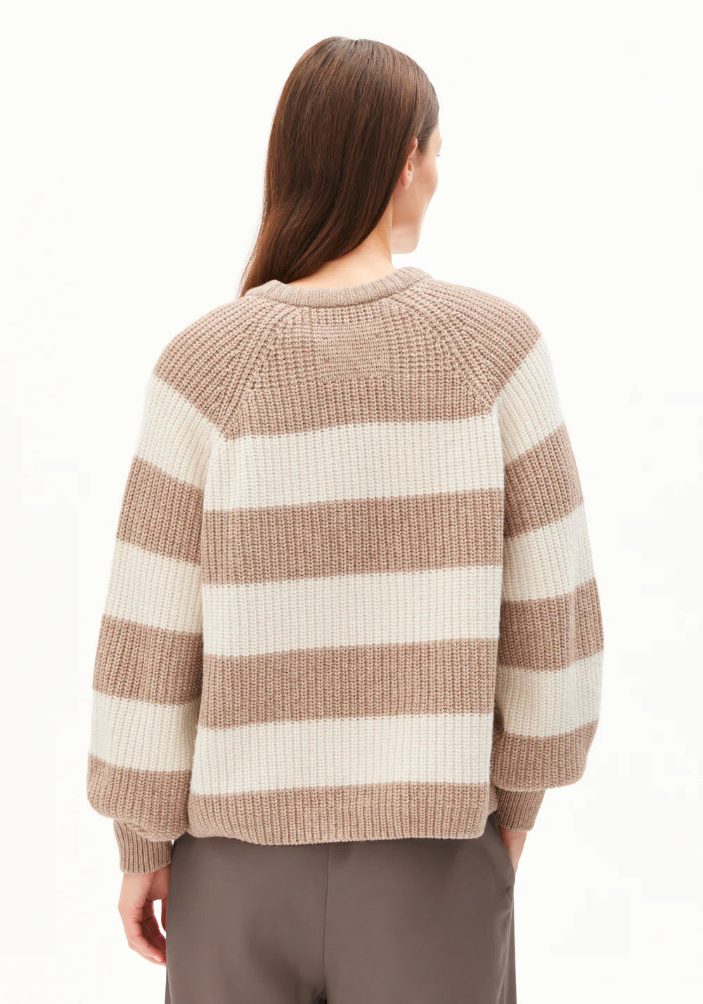 Strick Pullover KAAGI STRIPES camel melange  | ARMEDANGELS