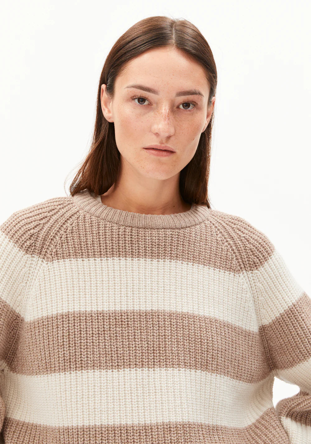 Strick Pullover KAAGI STRIPES camel melange  | ARMEDANGELS