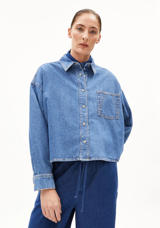 NALAANI DENIM BLOUSE sea foam | ARMEDANGELS