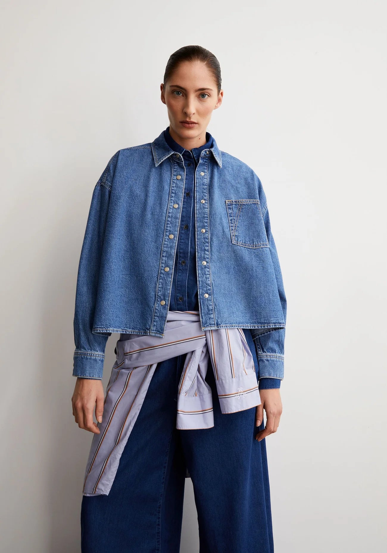 NALAANI DENIM BLOUSE sea foam | ARMEDANGELS