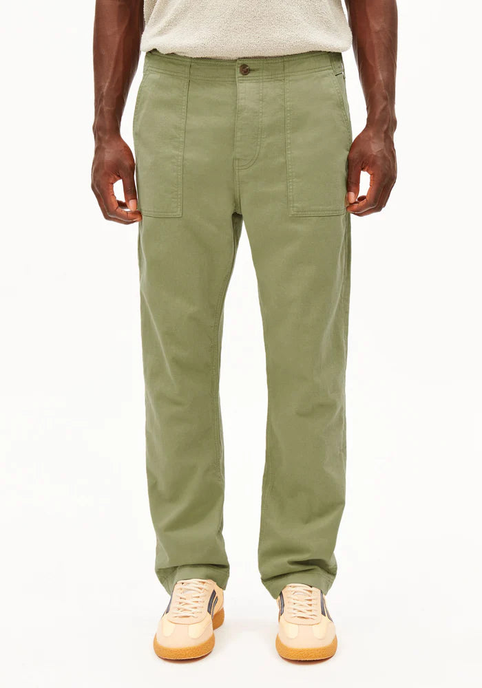 Hose COTTON LINEN PANT fatigue green | ARMEDANGELS